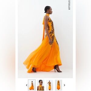 Karen Millen orange halter neck maxi dress